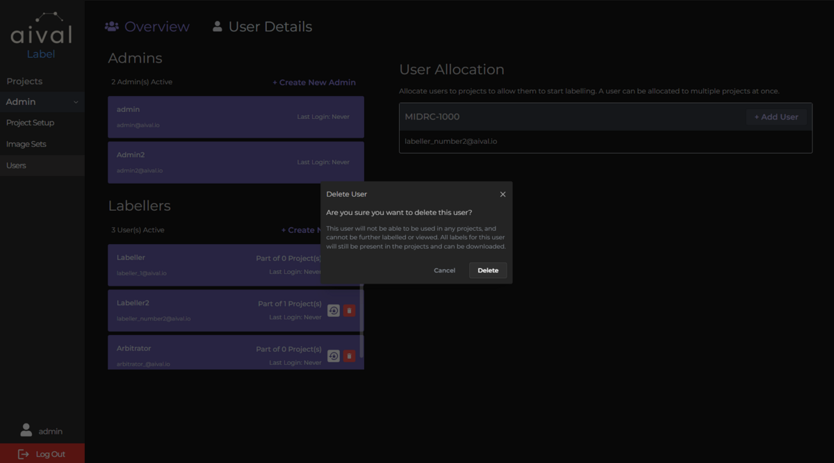 Deleting a User from Registry Image